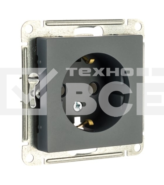 Механизм розетки 1-м СП AtlasDesign 16А IP20 с заземл. грифель