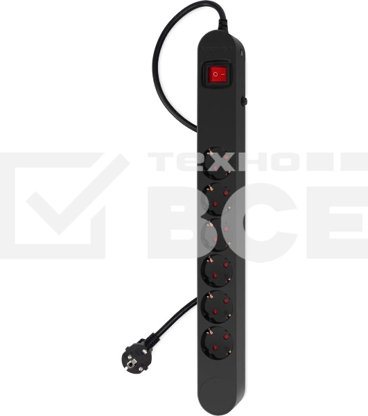 Сетевой фильтр Ippon NF-EU-1.8-16 1.8 м, 6 розеток, черный, коробка