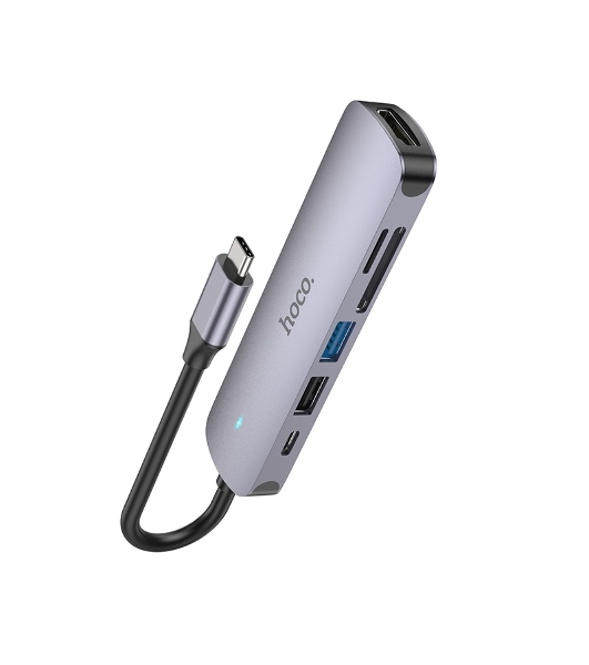 Док-станция Hoco HB28, USB Type-C, USB 3.0/PD100W/SD/TF/USB 2.0/HDMI, USB Type-C