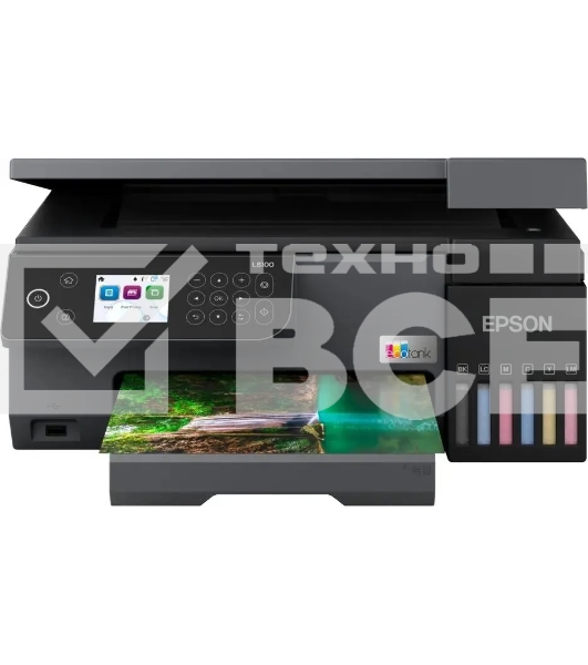 МФУ струйный Epson EcoTank L8100 (C11CK94***), A4, цветной, печ. до 8 стр/мин., 5760 x 1440 dpi (печ.), 1200x4800dpi (скан.), USB, Wi-Fi