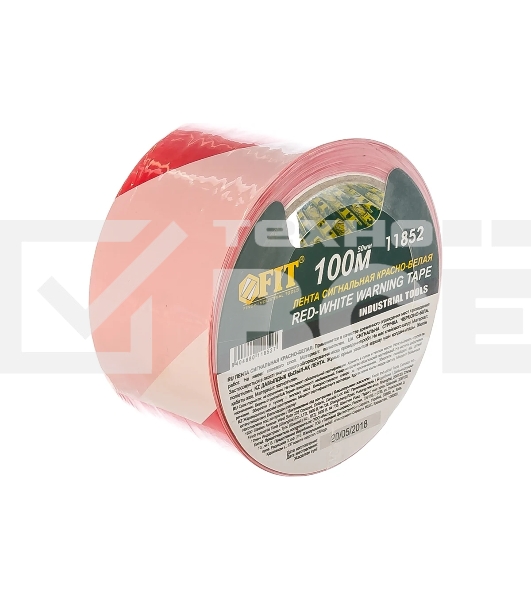 Лента сигнальная FIT IT 11852 красно-белая, 50*100 м