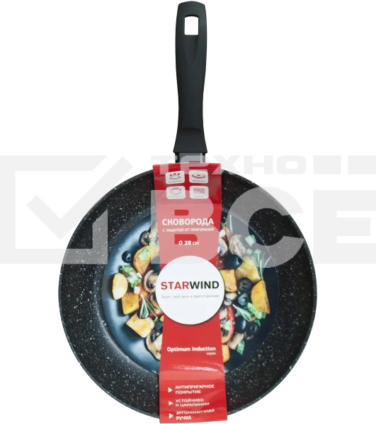 Сковорода Starwind Optimum induction SW-OPI2028 круглая 28см покрытие: Skandia X-treme ручка несъемная (без крышки) черный