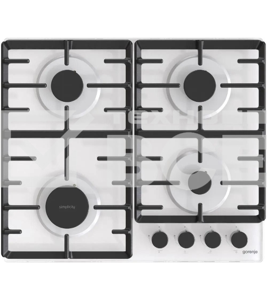 Газовая варочная панель Gorenje GT642SYW, 4 конфорки, закаленное стекло, белый