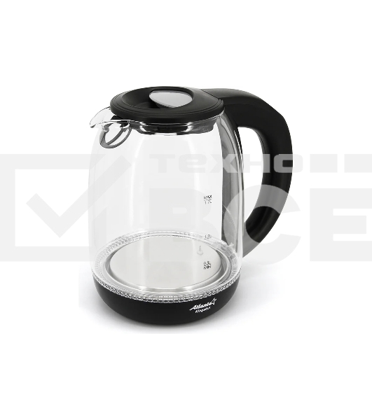 Чайник электрический Atlanta, ATH-2532 черн, стекло Стекло, 1,7л, 2200Вт, ЦИФРОВОЙ КОНТРОЛЛЕР ТЕМПЕРАТУРЫ НА РУЧКЕ, черный, температурная иллюминация, защита от перегрева без воды.