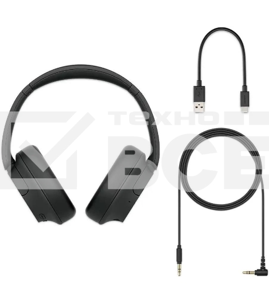 Беспроводные/проводные наушники SONY WH-CH720N черный, полноразмерные, Bluetooth + проводной, активное шумоподавление, до 50 ч