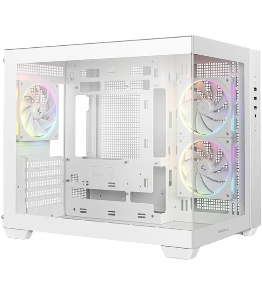 Компьютерный корпус Deepcool CG330 3F WH без БП, боковое окно (панорама), 3x120мм ARGB PWM вентилятора, белый, mATX (R-CG330-BKNGM3-G)