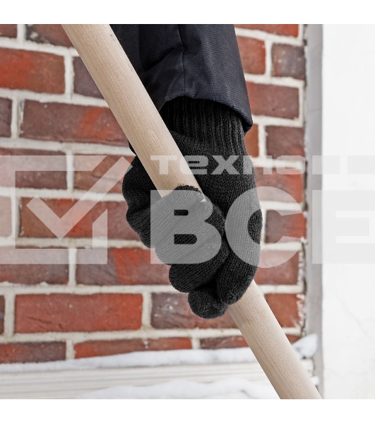 Перчатки трикотажные Сибртех, акрил, двойные, черный, двойная манжета