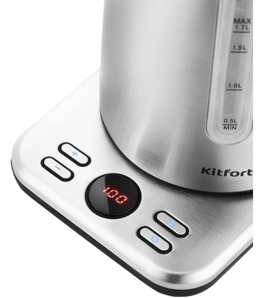 Чайник электрический Kitfort КТ-661 1.7л. 2200Вт черный/серебристый (корпус: металл)