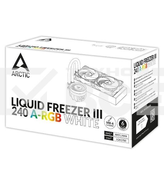 Жидкостная система охлаждения Arctic Liquid Freezer III 240 A-RGB белый, 120 мм, алюминий, 2800 об/мин, 25 дБ, 4 pin, 250 Вт