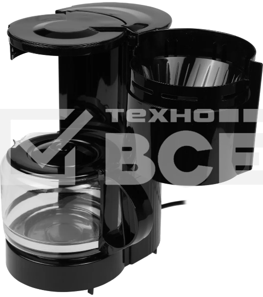Кофеварка капельная Moulinex FG121811 чёрный, молотый, 1.1 л, 800 Вт.