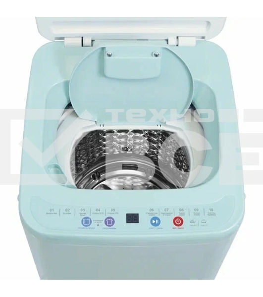 Стиральная машина Willmark WMA-451GH (автомат,3,5кг,10прог.,нагр.воды,верт.загр.,стекл.крыш,бирюз.)