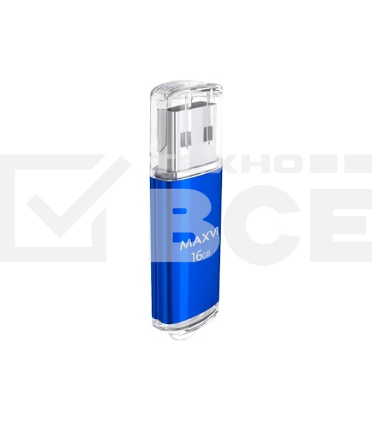 Флеш диск Maxvi MP 16GB MP blue, монолит с колпачком, металл + ABS пластик
