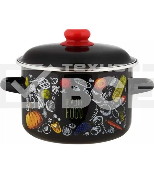 Кастрюля Appetite 1RD221М Healthy food с крышкой, эмалированная сталь 5,5 л