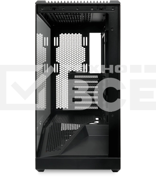 Компьютерный корпус без блока питания HSPD F711-TGbK, Panoramic Full Tower, Black, TG, 0.7 SPCC, no fans ATX, mATX, mITX 190/420/280мм 2x2.5', 2x3.5', 7xPCI 1xUSB-A 3.0, 1xUSB-C 445x235x475мм