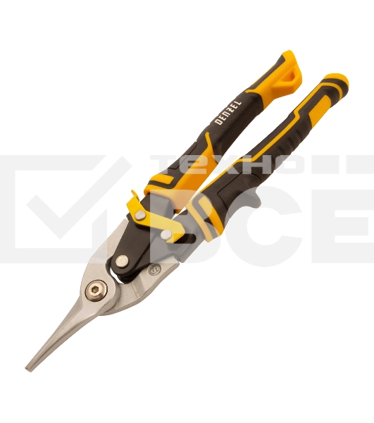 Ножницы по металлу Denzel, 270мм, прямой рез,сталь-CrMo, трехкомп.рук-ки