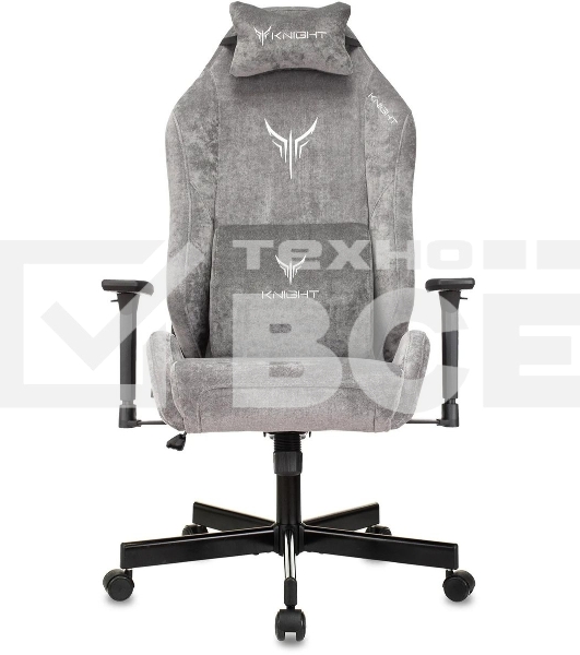 Кресло игровое Knight N1 Fabric серый Light-19 с подголов. крестовина металл