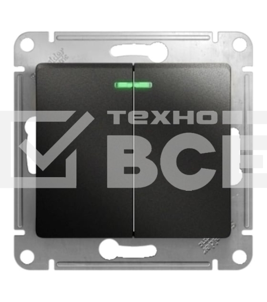 Механизм выключателя 2-кл. СП Glossa 10А IP20 10AX с подсветкой антрацит SchE GSL000753