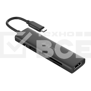 Разветвитель USB-C A4Tech DST-60C 2порт. серый