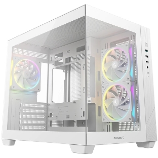 Компьютерный корпус Deepcool CG330 3F WH без БП, боковое окно (панорама), 3x120мм ARGB PWM вентилятора, белый, mATX (R-CG330-BKNGM3-G)
