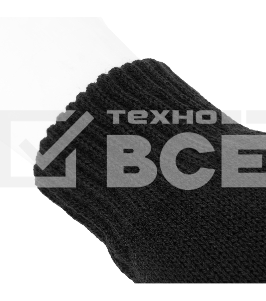 Перчатки трикотажные Сибртех, акрил, двойные, черный, двойная манжета