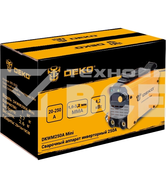 Сварочный аппарат Deko DKWM250A Mini инвертор ММА 4.2кВт