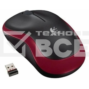 Мышь беспроводная Logitech M186 черный/красный, 1000 dpi, радиоканал, USB, кнопки - 3