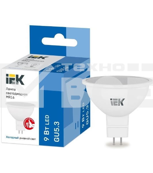 Лампа светодиодная IEK LLE-MR16-9-230-65-GU5 MR16 софит 9Вт 230В 6500К GU5.3