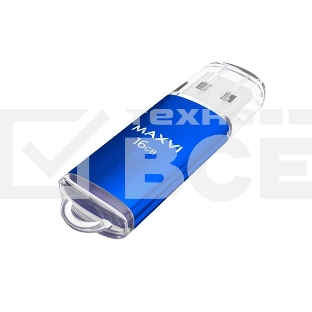 Флеш диск Maxvi MP 16GB MP blue, монолит с колпачком, металл + ABS пластик