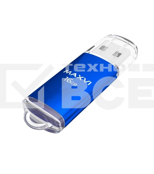 Флеш диск Maxvi MP 16GB MP blue, монолит с колпачком, металл + ABS пластик