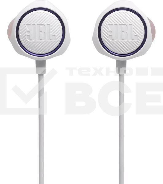 Наушники JBL Quantum 50 (накладные), белый Сопротивление 16 Ом, силиконовые вкладыши трех размеров, вес 21.5г, цвет белый