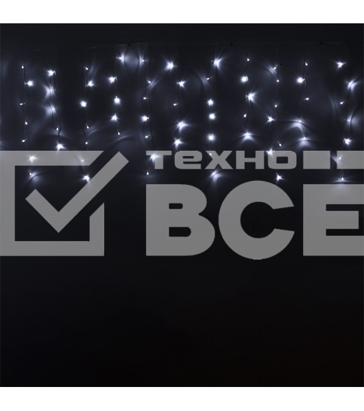 Гирлянда светод. Funray Бахрома IC-72W, 1.6x0.7м, 72 LED, хол.бел., IP20, прозрачный шнур 1,5м