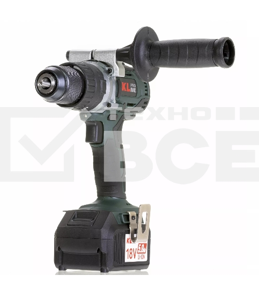 Профессиональный ударный бесщеточный шуруповерт Klpro KLDM18B-50 (18В, Li-ion-2шт, 5.0А·ч, 60Нм, ручка, З/У-4А,в кейсе)