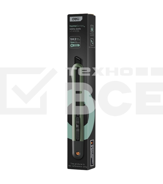 Технический нож Home Series Green Deli HT4009L ширина лезвия 9мм, эксклюзивный дизайн, корпус из высококачественного софттач пластика