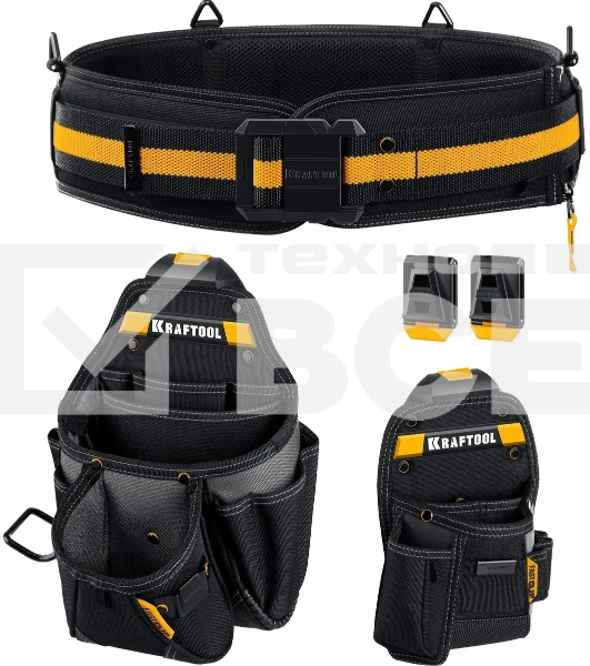 Набор KRAFTOOL KBS-3 в комплекте: пояс монтажника, большая сумка, малая сумка, пояс монтажника (38762)