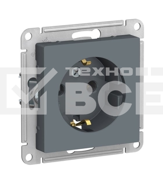 Механизм розетки 1-м СП AtlasDesign 16А IP20 с заземл. грифель