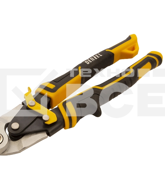 Ножницы по металлу Denzel, 270мм, прямой рез,сталь-CrMo, трехкомп.рук-ки