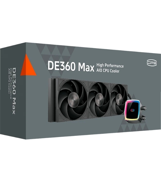 Система охлаждения Water Cooling System PCCooler DE360 MAX BK (300W, 360мм, Black, ARGB Pump, Fans: 3x120мм, 66CFM, 34.3dBA, 2200RPM/Pump height 54мм, 15dBA, 2600RPM, Rad thickness 27мм/S: 1851, 1700, 1200, 115X, AM5, AM4, AM3)