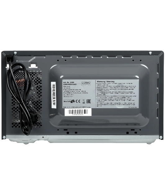 Микроволновая печь CASO M 20 EASY зеркальный/черный, 20 л, 700 Вт, переключатели - поворотный механизм