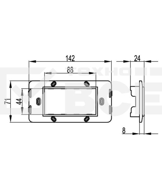 Каркас DKC BRAVA 75021W RAL 9010 на 4 модуля (для TOR и к-к TBN) белый