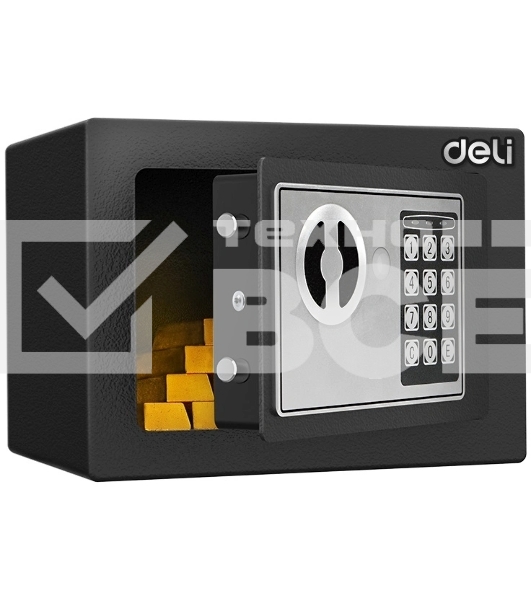 Сейф Deli ET510 230x 170x 170 мм, ключевой, электронный, черный/серебристый