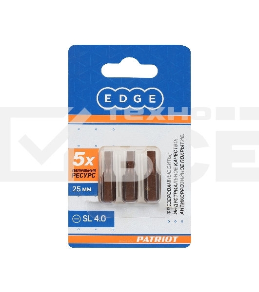 Бита EDGE by PATRIOT SL 4.0мм, сталь S2, длина 25 мм, 3шт в блистере
