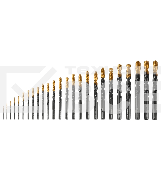 Набор сверл по металлу Denzel 1-13 мм, HSS-Tin, Golden Tip, 25 шт