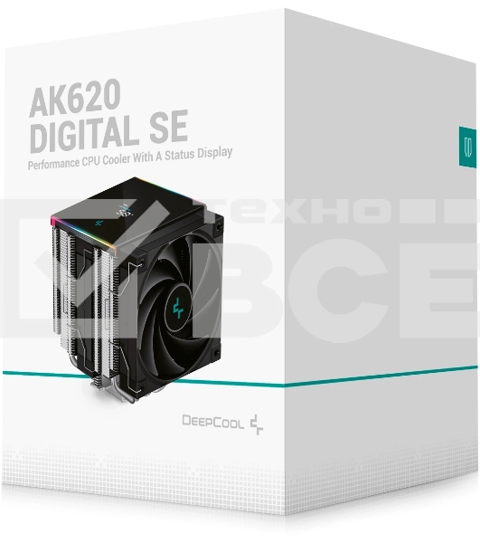 Кулер для процессора DEEPCOOL AK620 DIGITAL SE LGA20XX/1700/1200/115X/AM5/AM4 (9шт/кор, TDP 260W, PWM, DUAL Fan 120мм, 6 тепл. трубок, ARGb, черный) RET (R-AK620-BKADMN-GJD)