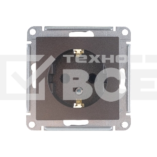 Механизм розетки 1-м СП AtlasDesign с заземл. защ. шторки 16А мокко SchE ATN000645