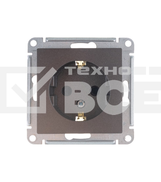 Механизм розетки 1-м СП AtlasDesign с заземл. защ. шторки 16А мокко SchE ATN000645