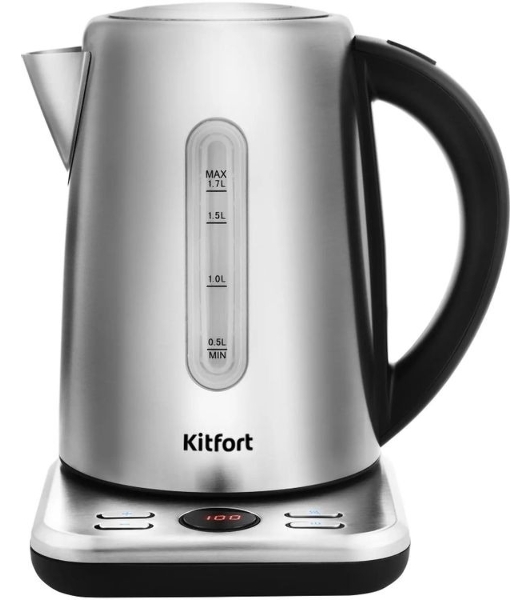 Чайник электрический Kitfort КТ-661 1.7л. 2200Вт черный/серебристый (корпус: металл)