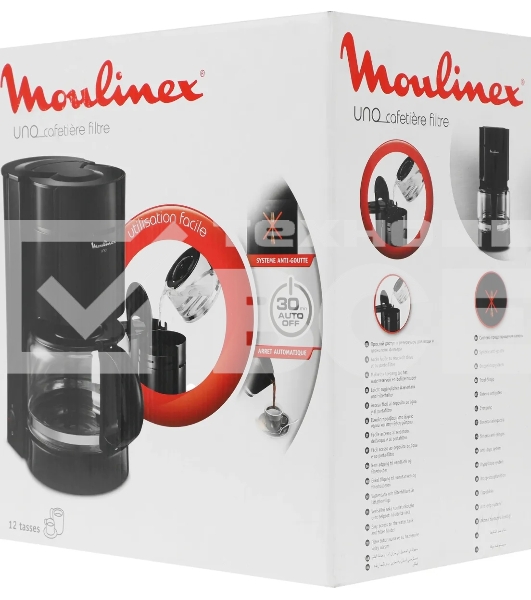 Кофеварка капельная Moulinex FG121811 чёрный, молотый, 1.1 л, 800 Вт.