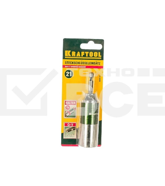 Головка KRAFTOOL EXPERT 26397-21 Cr-V E 1/4'' 21мм