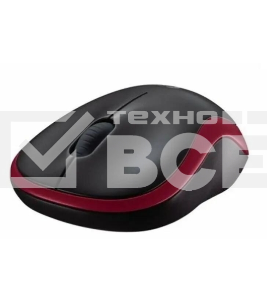 Мышь беспроводная Logitech M186 черный/красный, 1000 dpi, радиоканал, USB, кнопки - 3