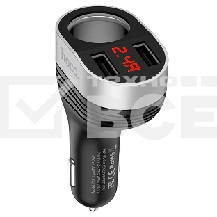 Автомобильная зарядка HOCO Z29 Regal, 2xUSB + прикуриватель, 3.1A, 96W, черный